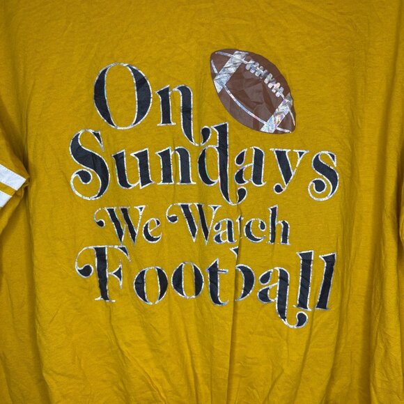 NOBO NEW Football Graphic V-Neck Tie Front Tee Womens 2XL Gold - Picture 2 of 6